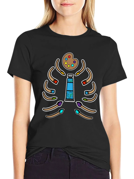 Artist Skeleton Rib Cage T-Shirt - Painting Passion