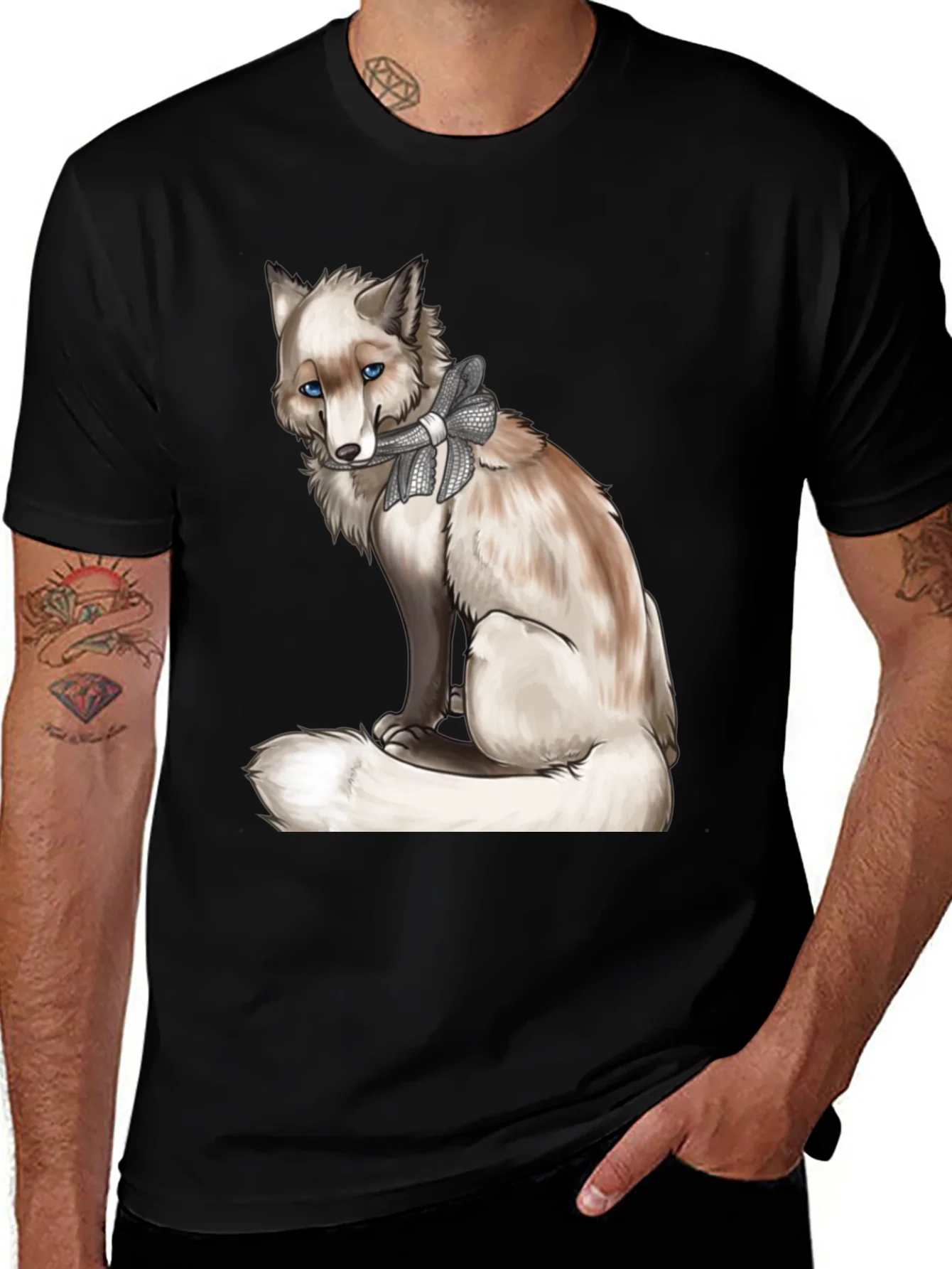 Fox with Bow T-Shirt - Stylish Animal Graphic Tee