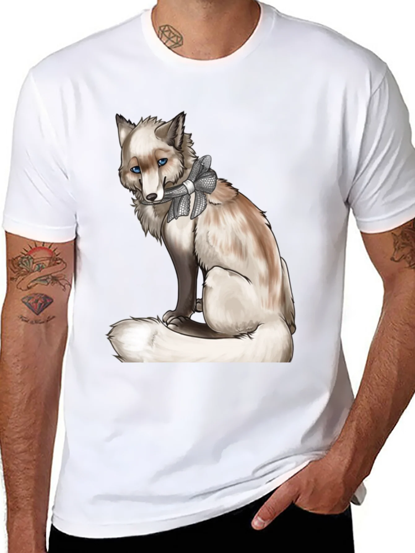 Fox with Bow T-Shirt - Stylish Animal Graphic Tee