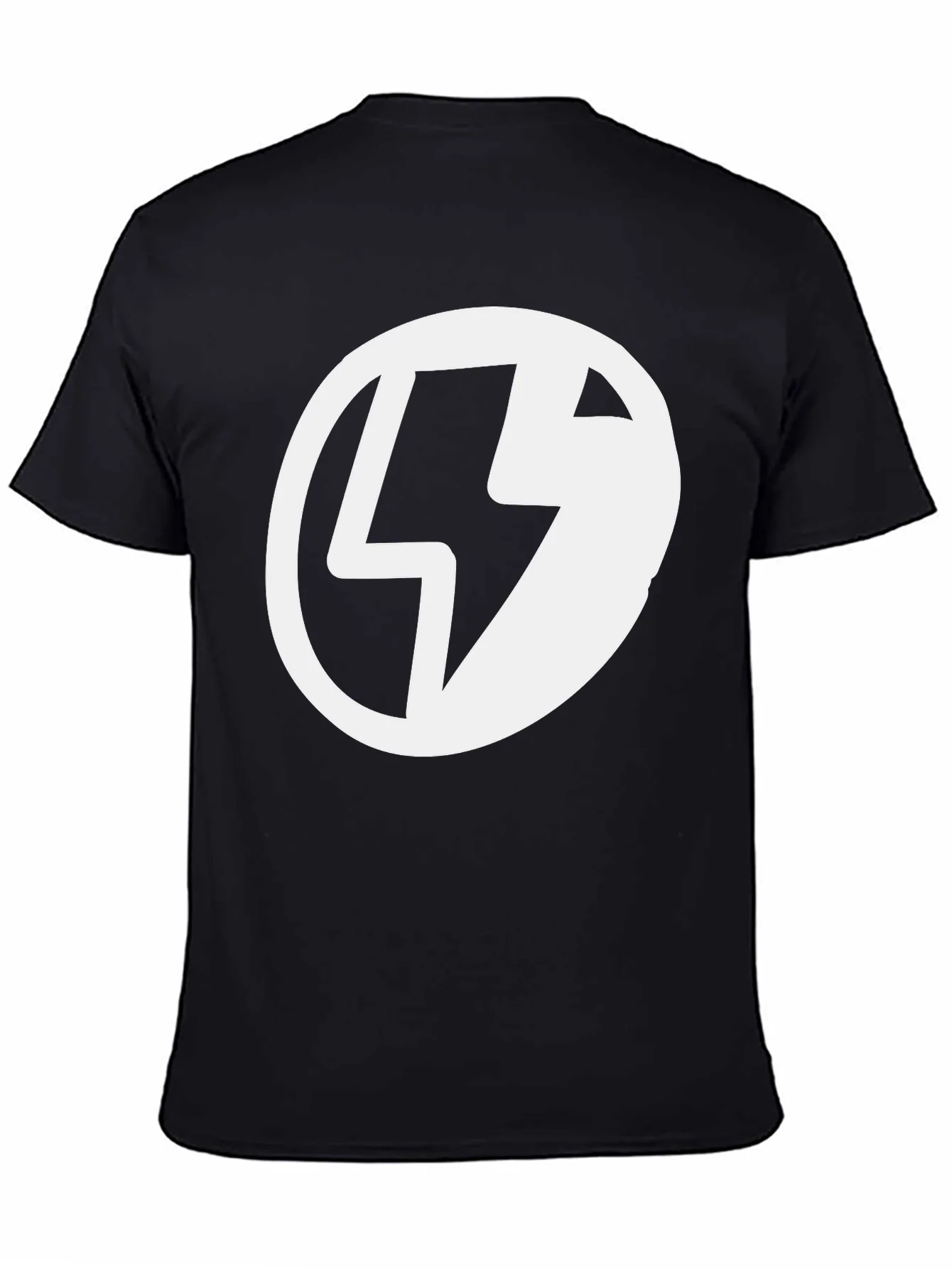 Black T-Shirt with Lightning Bolt Circle Graphic