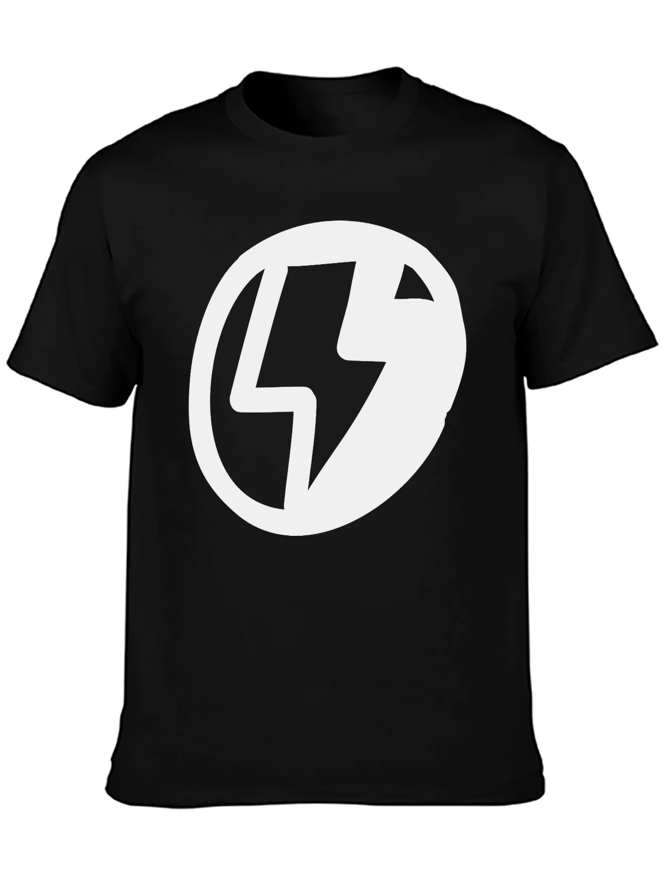 Black T-Shirt with Lightning Bolt Circle Graphic