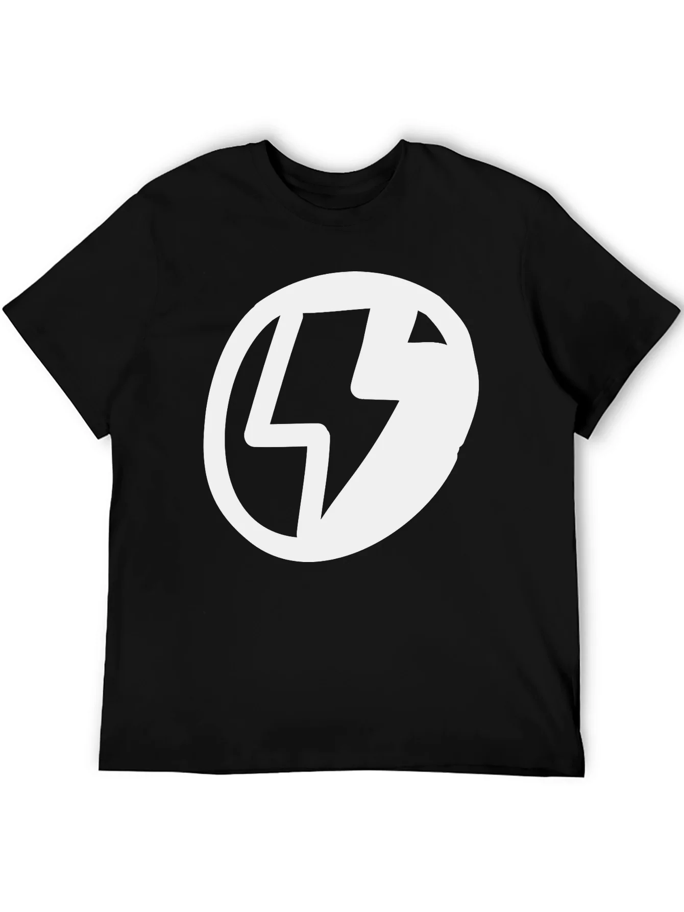 Black T-Shirt with Lightning Bolt Circle Graphic