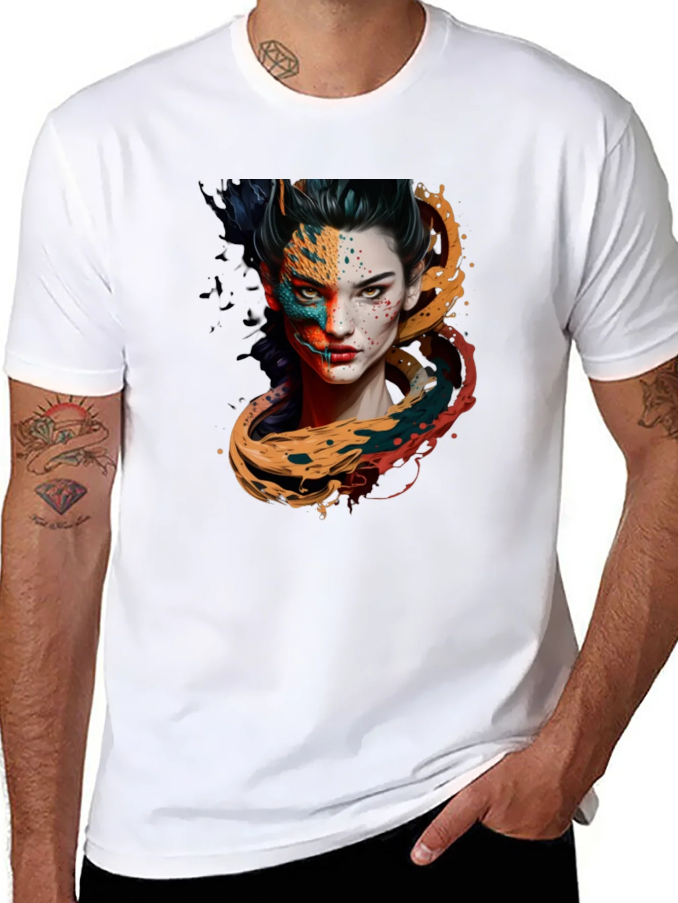 Artistic Woman Graphic Black T-Shirt