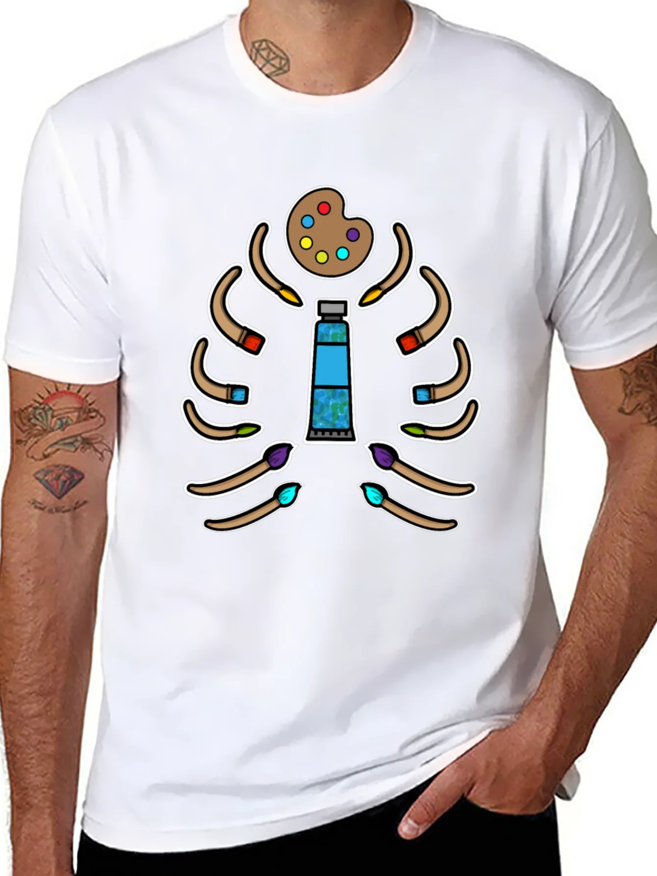 Artist Skeleton Rib Cage T-Shirt - Painting Passion